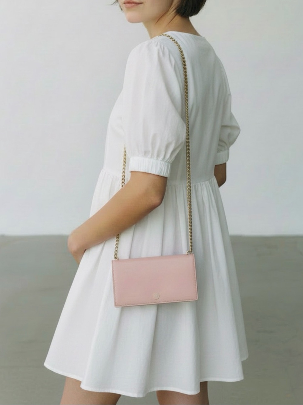 💕⚜️ Chanel Blush Pink Wallet Vintage Gold Chain Shoulder Crossbody Style